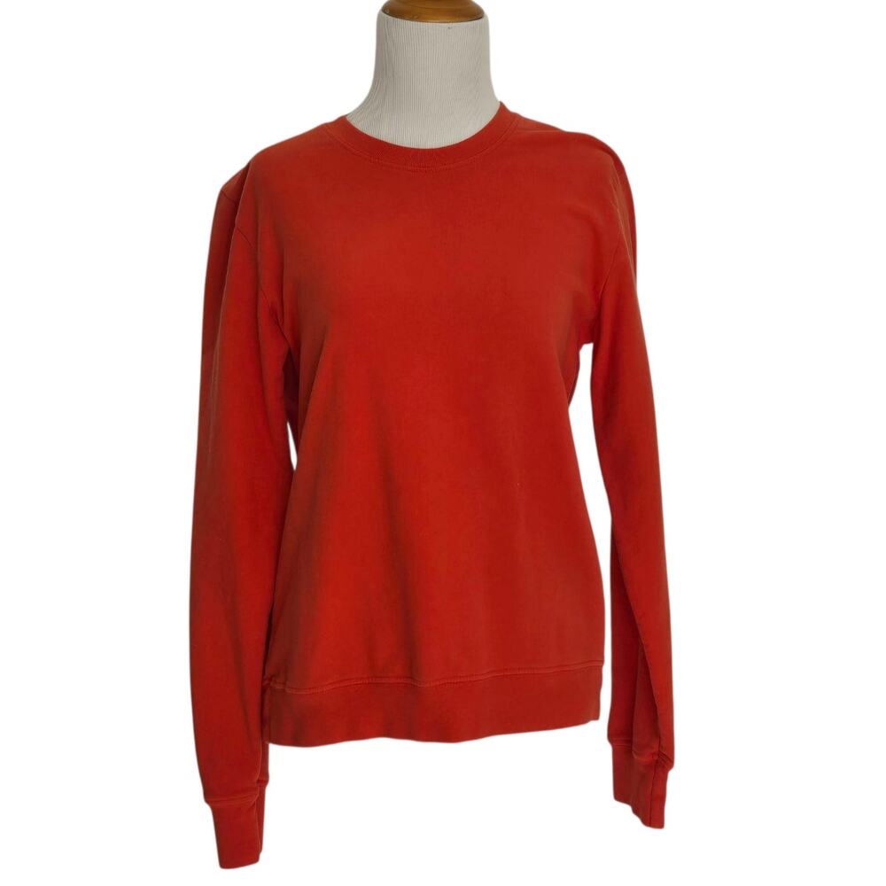 American Giant Pullover Sweatshirt Crew Neck Cotton Bright Orange Women Small